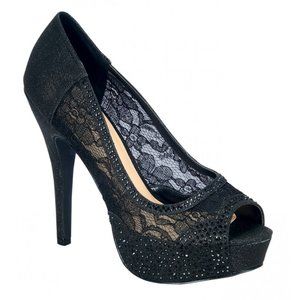 Women's Black Lace Heel